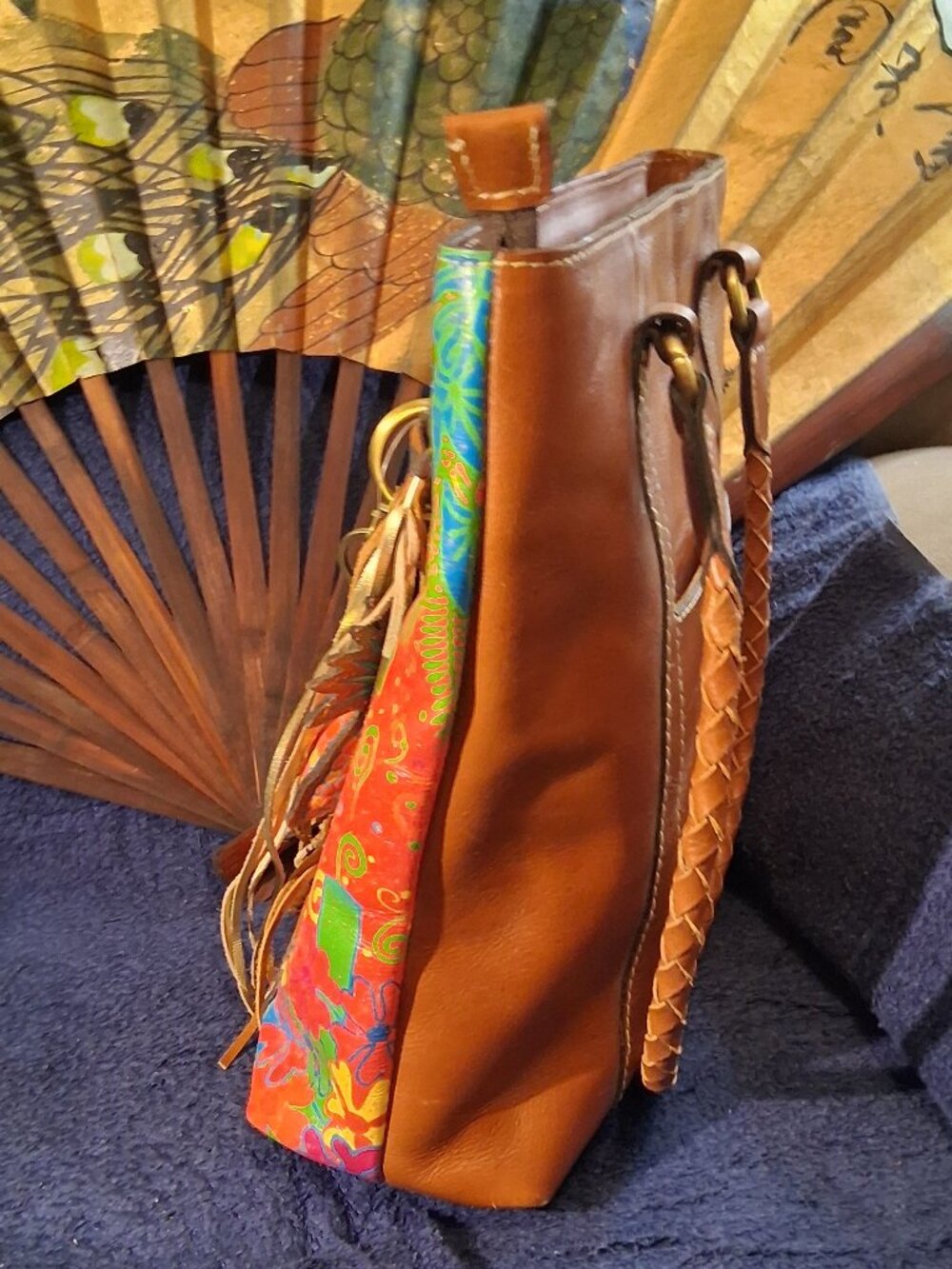 Patricia Nash Leather Poppy Tote Bag Tropical Dreams Pineapple Leather - Picture 3 of 16